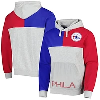 Men's Mitchell & Ness  Heather Gray Philadelphia 76ers Tie-Breaker Pullover Hoodie