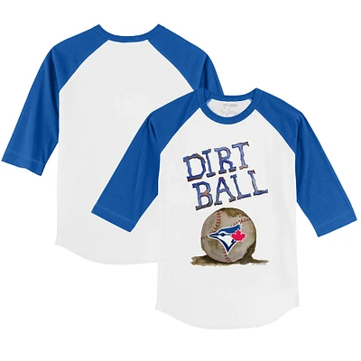 Toddler Tiny Turnip White/Royal Toronto Blue Jays Dirt Ball 3/4-Sleeve Raglan T-Shirt