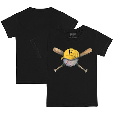 Toddler Tiny Turnip  Black Pittsburgh Pirates Hat Cross Bats T-Shirt