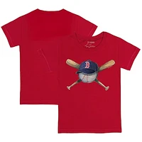 Toddler Tiny Turnip  Red Boston Sox Hat Cross Bats T-Shirt
