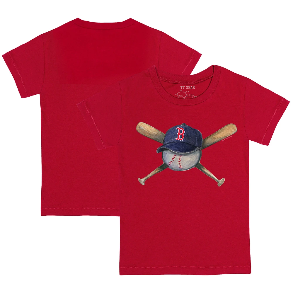 Toddler Tiny Turnip Red Boston Sox Hat Cross Bats T-Shirt