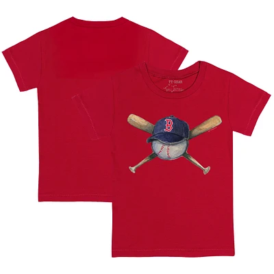 Toddler Tiny Turnip  Red Boston Sox Hat Cross Bats T-Shirt