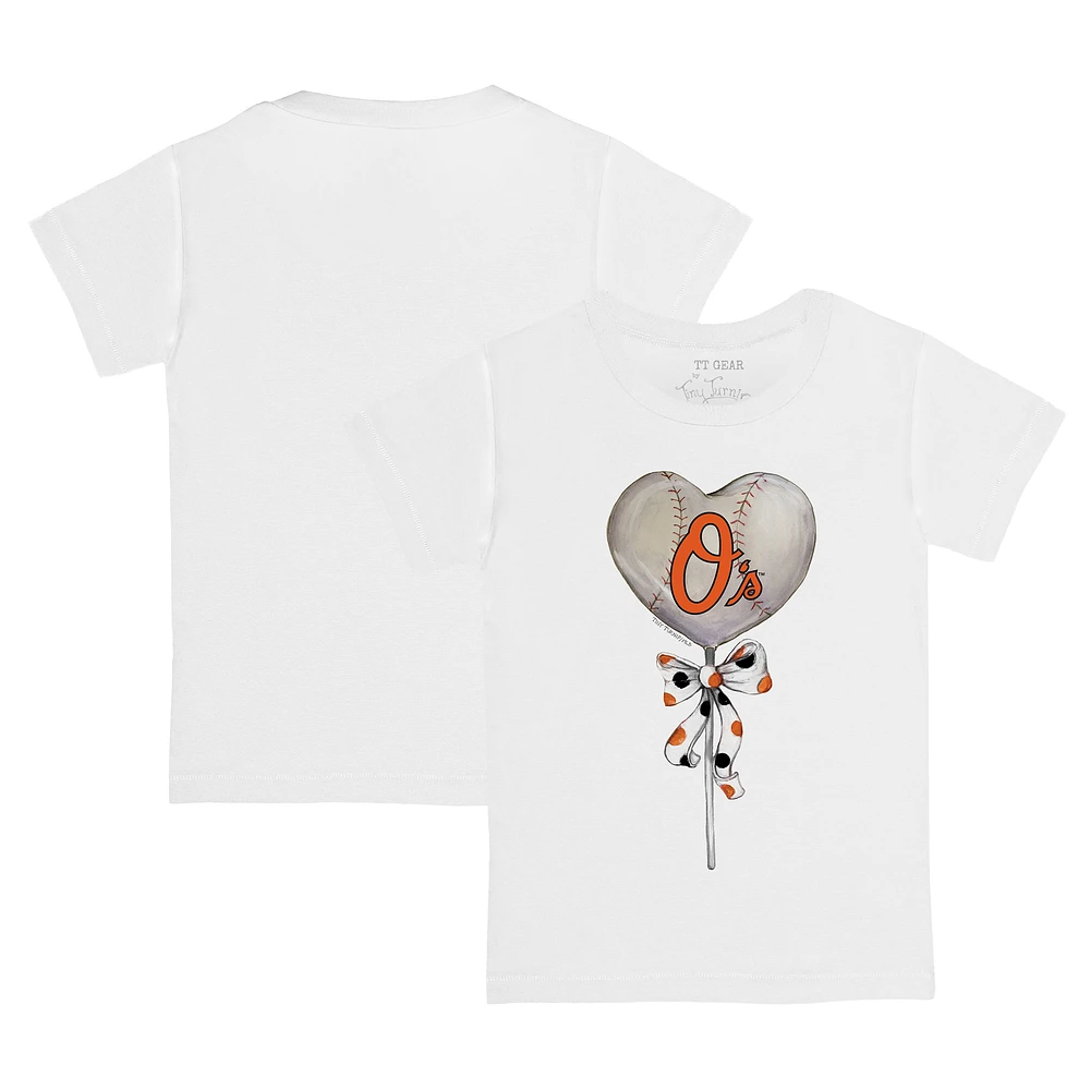 Toddler Tiny Turnip White Baltimore Orioles Heart Lolly T-Shirt
