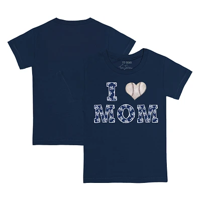 Toddler Tiny Turnip Navy New York Yankees I Love Mom T-Shirt
