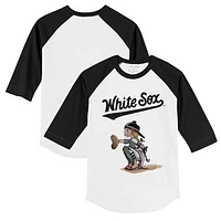 Toddler Tiny Turnip White/Black Chicago White Sox Kate 3/4-Sleeve Raglan T-Shirt