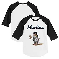 Toddler Tiny Turnip White/Black Miami Marlins Kate 3/4-Sleeve Raglan T-Shirt