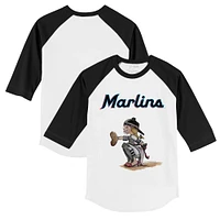 Toddler Tiny Turnip White/Black Miami Marlins Kate 3/4-Sleeve Raglan T-Shirt