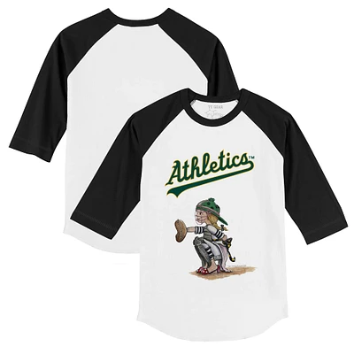 Toddler Tiny Turnip White/Black Athletics Kate 3/4-Sleeve Raglan T-Shirt