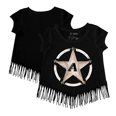 Girls Toddler Tiny Turnip Black Arizona Diamondbacks Military Star Fringe T-Shirt