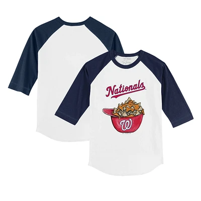 Toddler Tiny Turnip White/Navy Washington Nationals Nacho Helmet 3/4-Sleeve Raglan T-Shirt