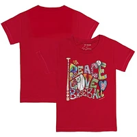 Toddler Tiny Turnip Red Boston Sox Peace Love Baseball T-Shirt