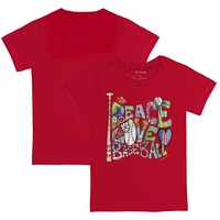 Toddler Tiny Turnip Red Boston Sox Peace Love Baseball T-Shirt