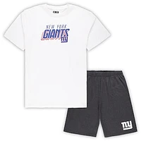 Men's Concepts Sport White/Charcoal New York Giants Big & Tall T-Shirt and Shorts Set