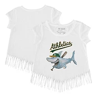 Girls Toddler Tiny Turnip White Athletics Shark Fringe T-Shirt