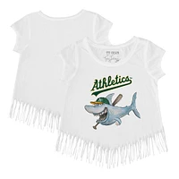 Girls Toddler Tiny Turnip White Athletics Shark Fringe T-Shirt