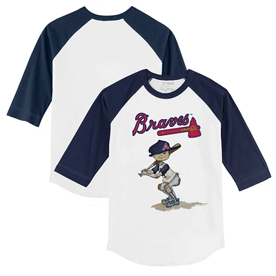 Toddler Tiny Turnip White/Navy Atlanta Braves Slugger 3/4-Sleeve Raglan T-Shirt