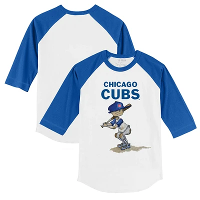 Toddler Tiny Turnip White/Royal Chicago Cubs Slugger 3/4-Sleeve Raglan T-Shirt