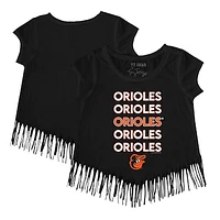 Girls Toddler Tiny Turnip Black Baltimore Orioles Stacked Fringe T-Shirt