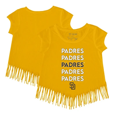 Girls Toddler Tiny Turnip Gold San Diego Padres Stacked Fringe T-Shirt