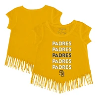 Girls Toddler Tiny Turnip Gold San Diego Padres Stacked Fringe T-Shirt