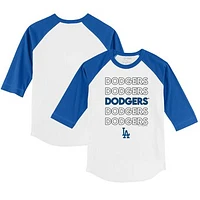 Toddler Tiny Turnip White/Royal Los Angeles Dodgers Stacked 3/4-Sleeve Raglan T-Shirt