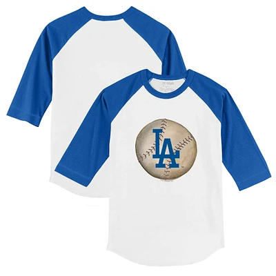 Toddler Tiny Turnip White/Royal Los Angeles Dodgers Stitched Baseball 3/4-Sleeve Raglan T-Shirt