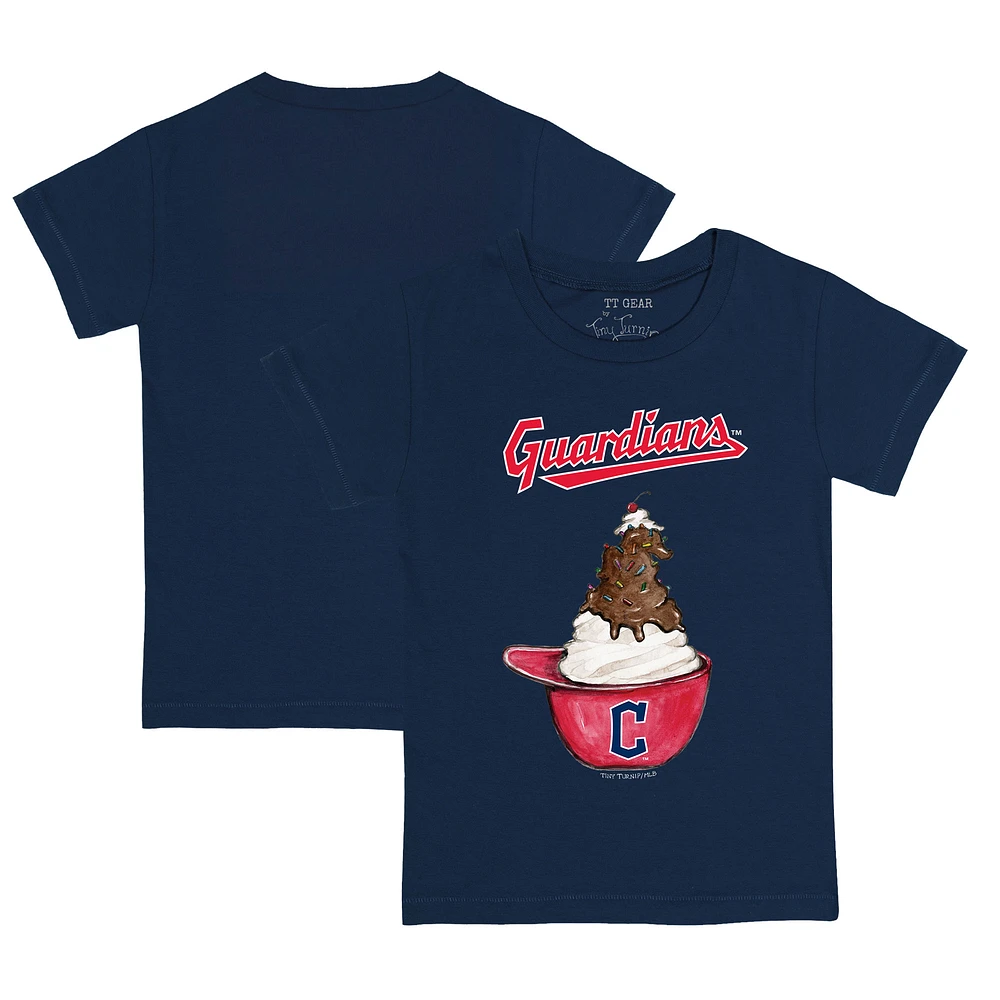 Toddler Tiny Turnip Navy Cleveland Guardians Sundae Helmet T-Shirt