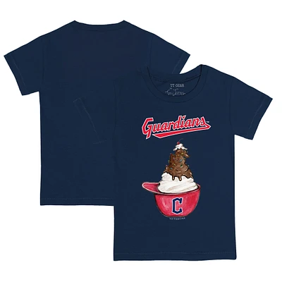 Toddler Tiny Turnip Navy Cleveland Guardians Sundae Helmet T-Shirt