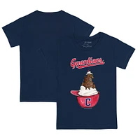 Toddler Tiny Turnip Navy Cleveland Guardians Sundae Helmet T-Shirt