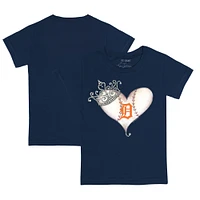 Toddler Tiny Turnip Navy Detroit Tigers Tiara Heart T-Shirt
