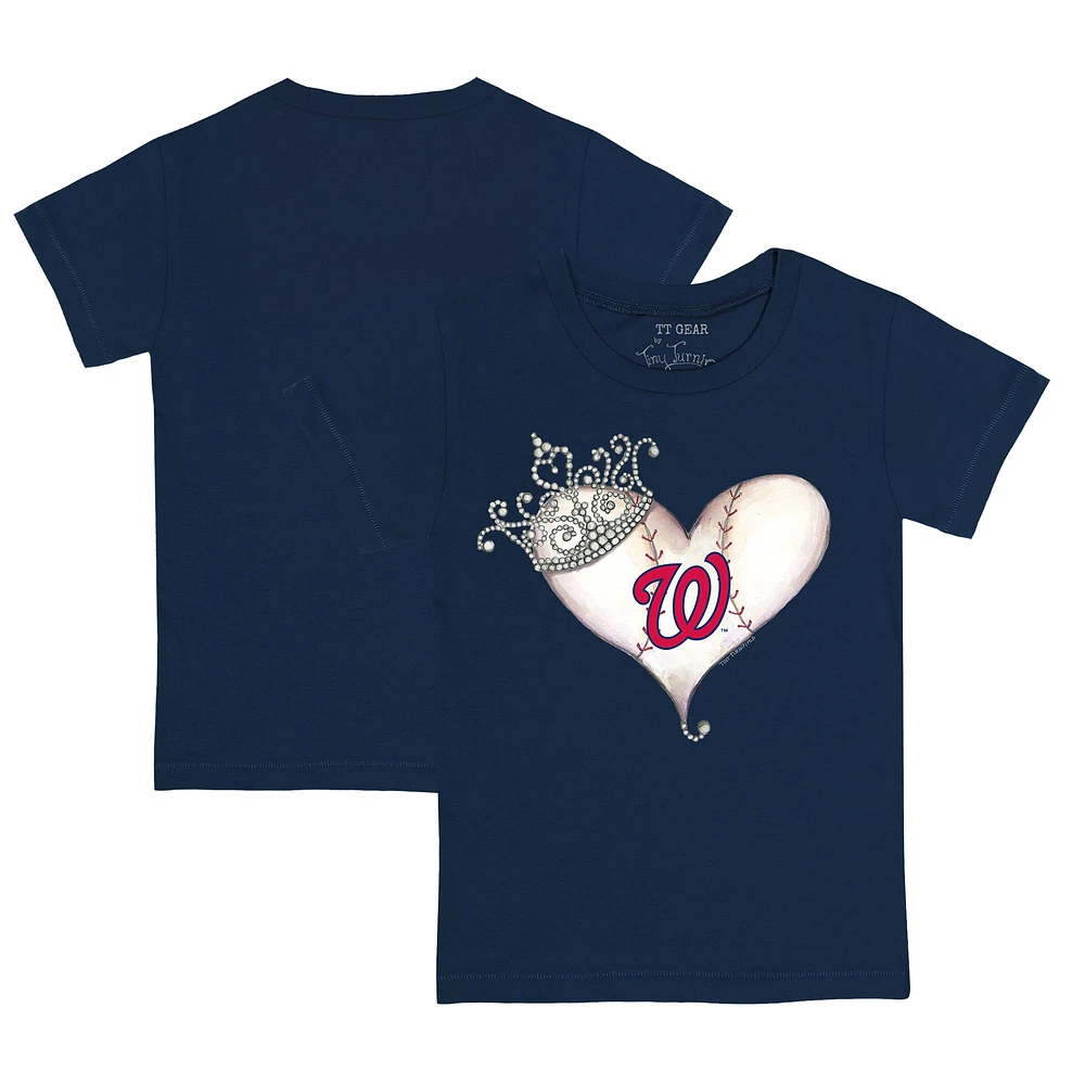 Toddler Tiny Turnip Navy Washington Nationals Tiara Heart T-Shirt