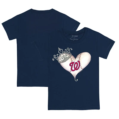 Toddler Tiny Turnip Navy Washington Nationals Tiara Heart T-Shirt