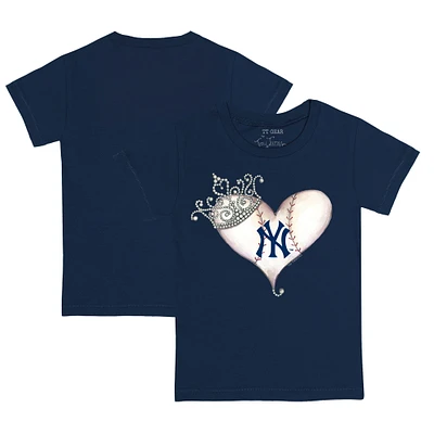 Toddler Tiny Turnip Navy New York Yankees Tiara Heart T-Shirt