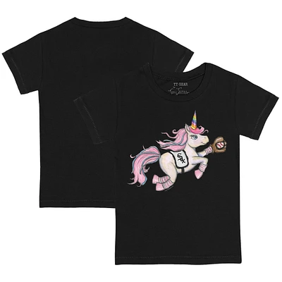Toddler Tiny Turnip Black Chicago White Sox Unicorn T-Shirt