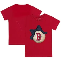 Youth Tiny Turnip Red Boston Sox Baseball Bow T-Shirt