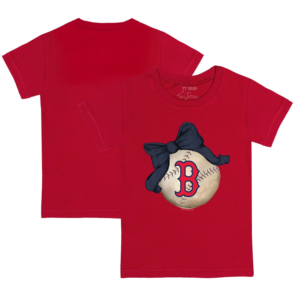Youth Tiny Turnip Red Boston Sox Baseball Bow T-Shirt