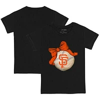 Youth Tiny Turnip Black San Francisco Giants Baseball Bow T-Shirt