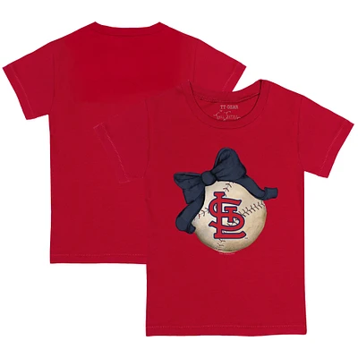 Youth Tiny Turnip Red St. Louis Cardinals Baseball Bow T-Shirt
