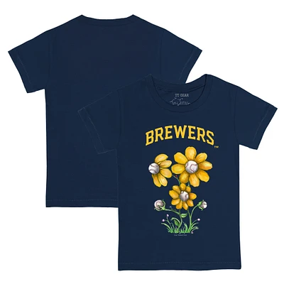 Youth Tiny Turnip Navy Milwaukee Brewers Blooming Baseballs T-Shirt