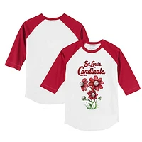 Youth Tiny Turnip White/Red St. Louis Cardinals Blooming Baseballs 3/4-Sleeve Raglan T-Shirt