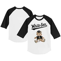 Youth Tiny Turnip White/Black Chicago White Sox Teddy Boy 3/4-Sleeve Raglan T-Shirt