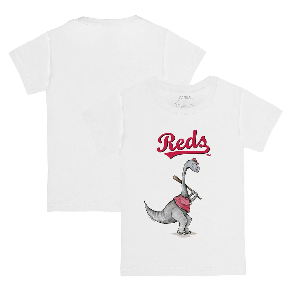Youth Tiny Turnip White Cincinnati Reds Bronto Logo T-Shirt