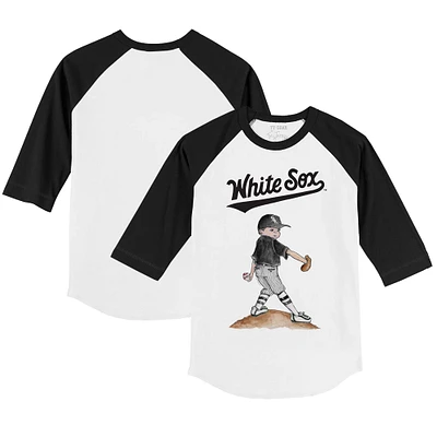 Youth Tiny Turnip White/Black Chicago White Sox Clemente 3/4-Sleeve Raglan T-Shirt