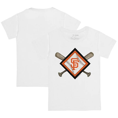 Youth Tiny Turnip White San Francisco Giants Diamond Cross Bats T-Shirt