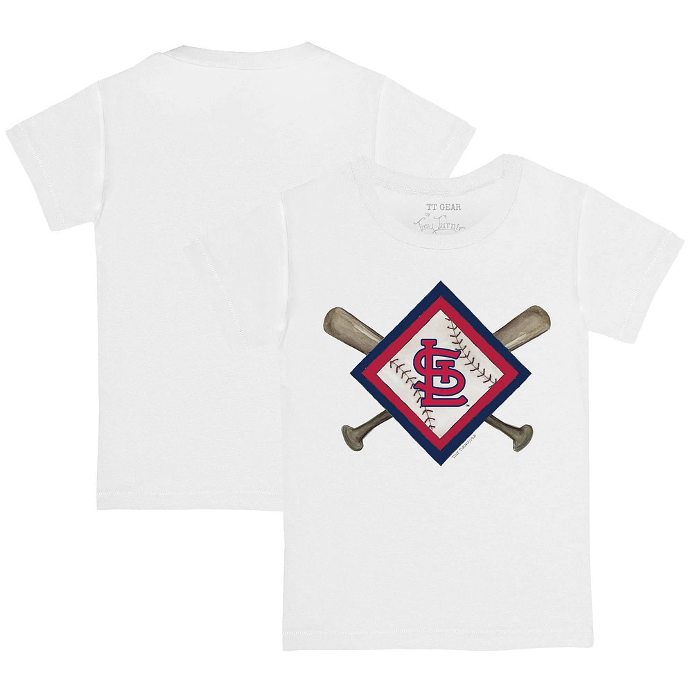 Youth Tiny Turnip White St. Louis Cardinals Diamond Cross Bats T-Shirt