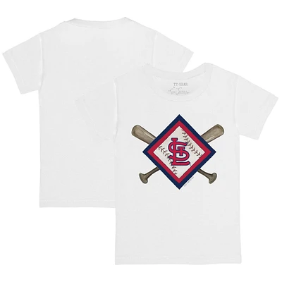 Youth Tiny Turnip White St. Louis Cardinals Diamond Cross Bats T-Shirt