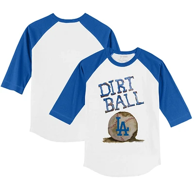 Youth Tiny Turnip White/Royal Los Angeles Dodgers Dirt Ball 3/4-Sleeve Raglan T-Shirt