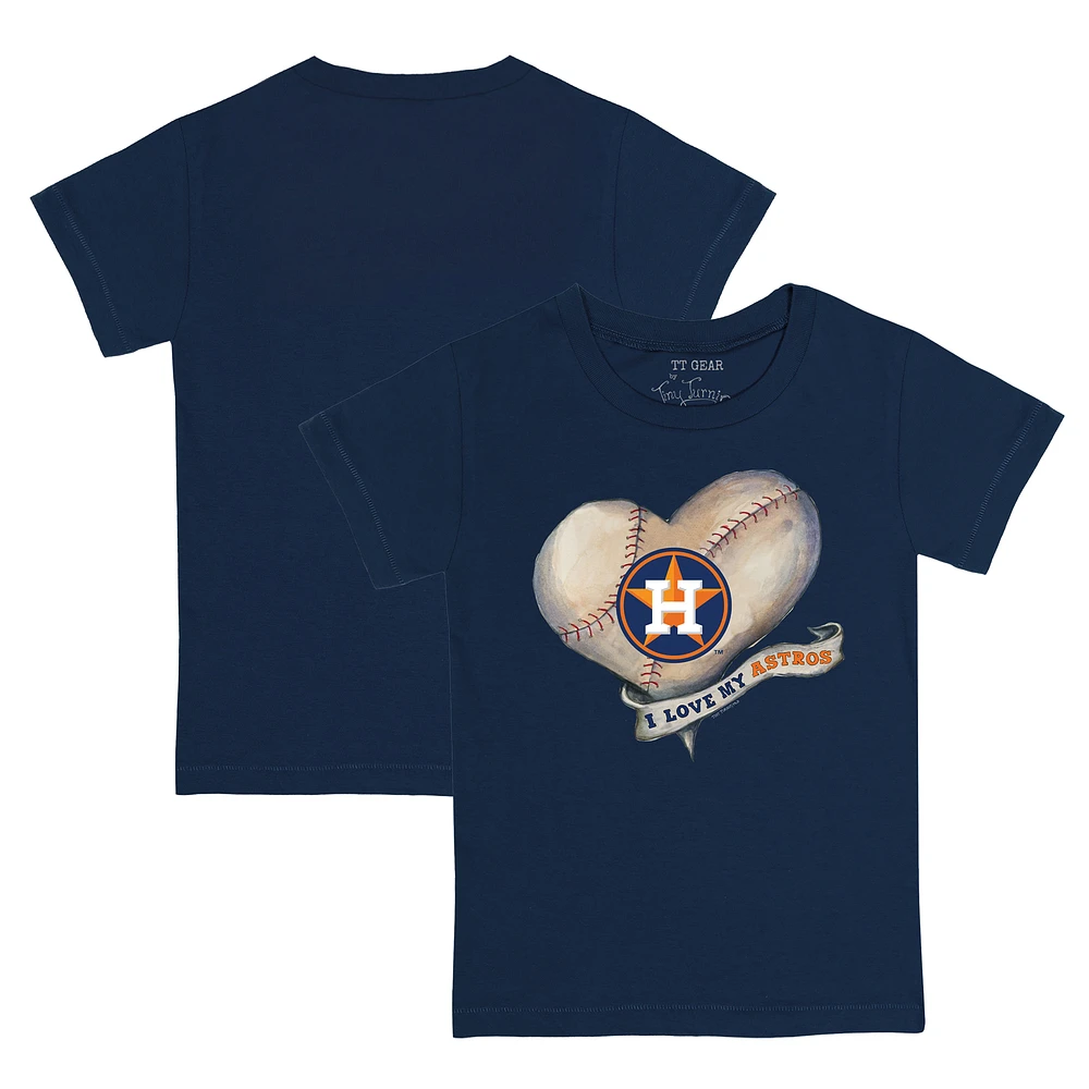 Youth Tiny Turnip Navy Houston Astros Heart Banner T-Shirt