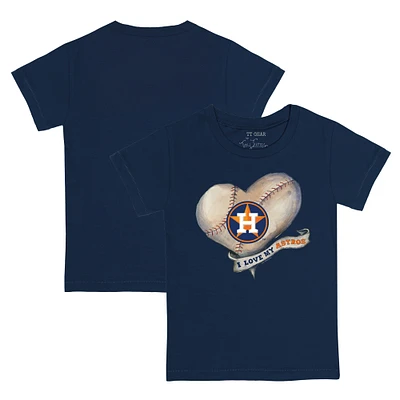 Youth Tiny Turnip Navy Houston Astros Heart Banner T-Shirt