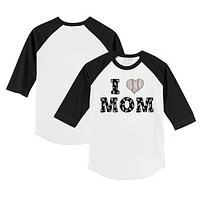Youth Tiny Turnip White/Black Chicago White Sox I Love Mom 3/4-Sleeve Raglan T-Shirt